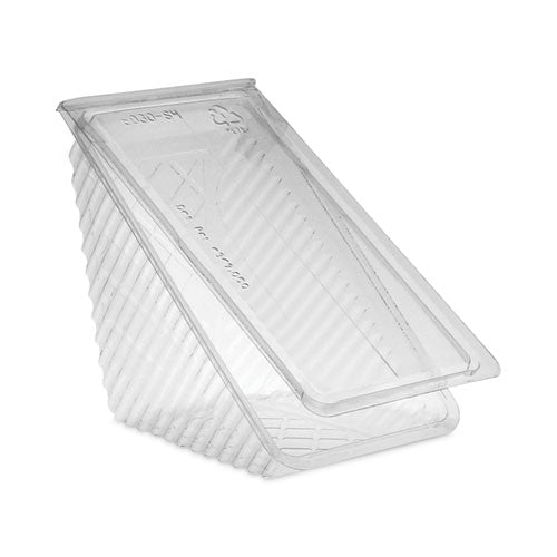 Image of Pactiv Evergreen Plastic Hinged Lid Sandwich Container, 3.25 x 6.5 x 3, Clear, 85/Pack, 3 Packs/Carton