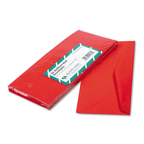Image of Quality Park Colored Envelope, #10, Commercial Flap, Gummed Closure, 4.13 X 9.5, Red, 25/pack