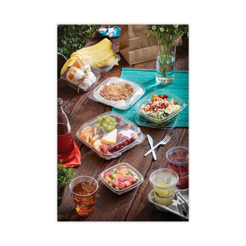 Image of Pactiv Evergreen EarthChoice Recycled PET Hinged Container, 32 oz, 7.31 x 5.88 x 3.25, Clear, Plastic, 280/Carton