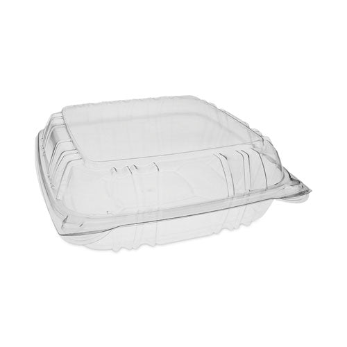Image of Pactiv Evergreen SENSATION SmartLock Hinged Lid Container, 9.21 x 8.87 x 3.07, Clear, Plastic, 200/Carton