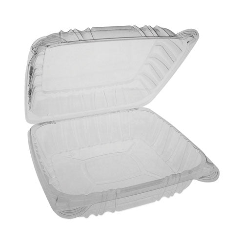 Image of Pactiv Evergreen SENSATION SmartLock Hinged Lid Container, 8.34 x 8.24 x 3.05, Clear, Plastic, 200/Carton