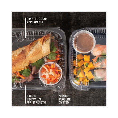 Image of Pactiv Evergreen SENSATION SmartLock Hinged Lid Container, 8.34 x 8.24 x 3.05, Clear, Plastic, 200/Carton