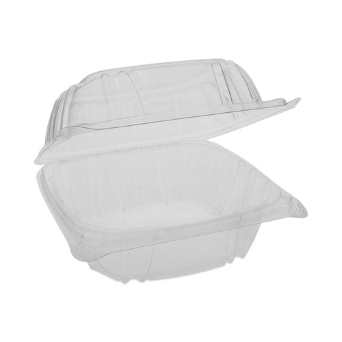 Image of Pactiv Evergreen SENSATION SmartLock Hinged Lid Container, 5.74 x 5.95 x 3.1, Clear, Plastic, 500/Carton