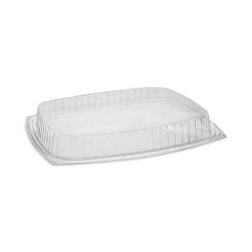 Image of Pactiv Evergreen Showcase Deli Container Lid, Dome Lid For 3-Compartment 48/64 oz Containers, 9 x 7.4 x 1, Clear, Plastic, 220/Carton