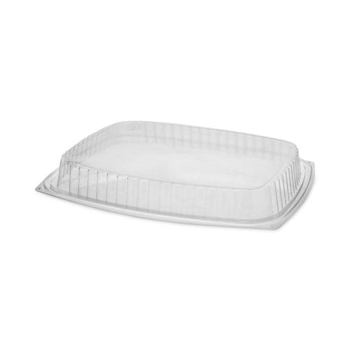 Image of Pactiv Evergreen Showcase Deli Container Lid, Dome Lid For 3-Compartment 48/64 oz Containers, 9 x 7.4 x 1, Clear, Plastic, 220/Carton
