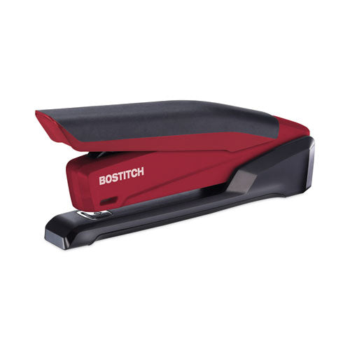 Image of Bostitch® InPower One-Finger 3-in-1 Desktop Stapler with Antimicrobial Protection, 20-Sheet Capacity, Red/Black
