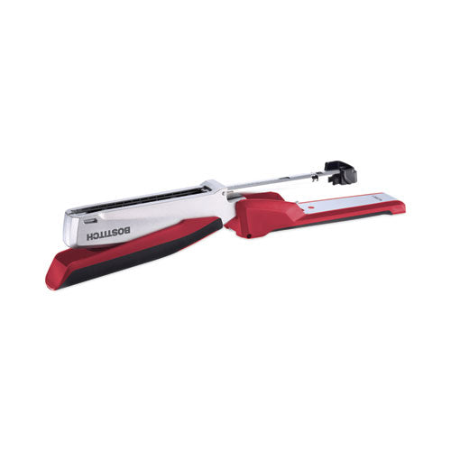 Image of Bostitch® InPower One-Finger 3-in-1 Desktop Stapler with Antimicrobial Protection, 28-Sheet Capacity, Red/Silver