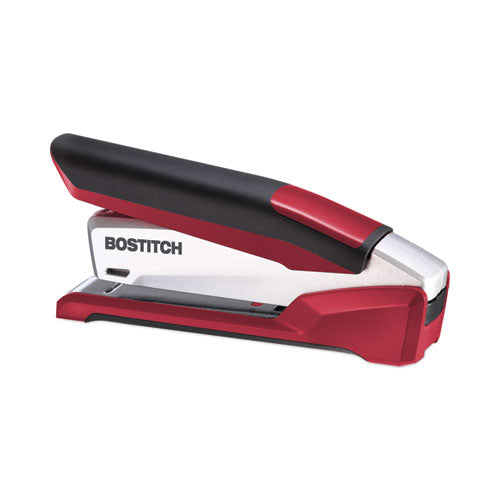 Image of Bostitch® InPower One-Finger 3-in-1 Desktop Stapler with Antimicrobial Protection, 28-Sheet Capacity, Red/Silver
