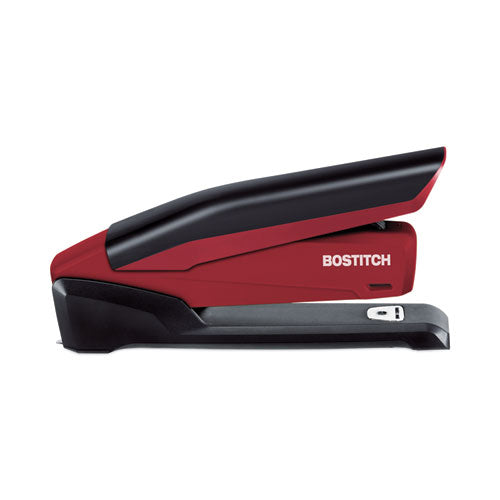 Image of Bostitch® InPower One-Finger 3-in-1 Desktop Stapler with Antimicrobial Protection, 20-Sheet Capacity, Red/Black