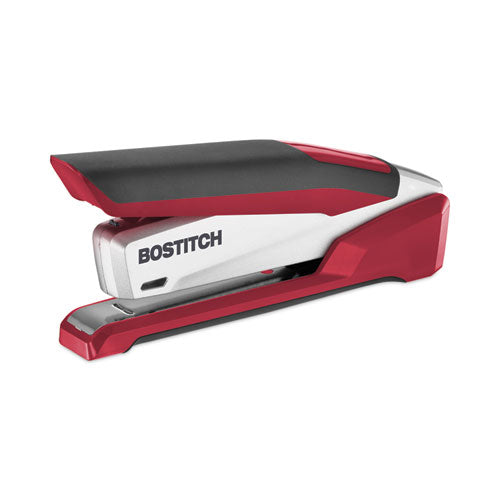 Image of Bostitch® InPower One-Finger 3-in-1 Desktop Stapler with Antimicrobial Protection, 28-Sheet Capacity, Red/Silver