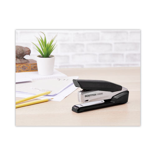 Image of Bostitch® inPOWER+28 Executive One-Finger 3-in-1 Eco-Friendly Desktop Stapler, 28-Sheet Capacity, Black/Silver