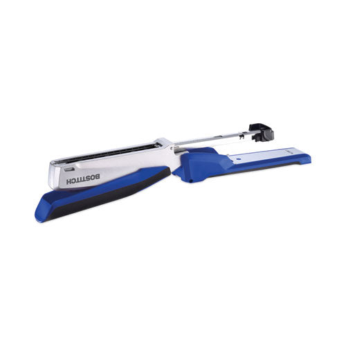 Image of Bostitch® InPower One-Finger 3-in-1 Desktop Stapler with Antimicrobial Protection, 28-Sheet Capacity, Blue/Silver