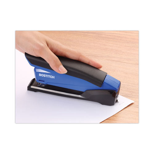 Image of Bostitch® InPower One-Finger 3-in-1 Desktop Stapler with Antimicrobial Protection, 20-Sheet Capacity, Blue/Black