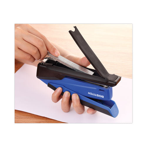 Image of Bostitch® InPower One-Finger 3-in-1 Desktop Stapler with Antimicrobial Protection, 20-Sheet Capacity, Blue/Black