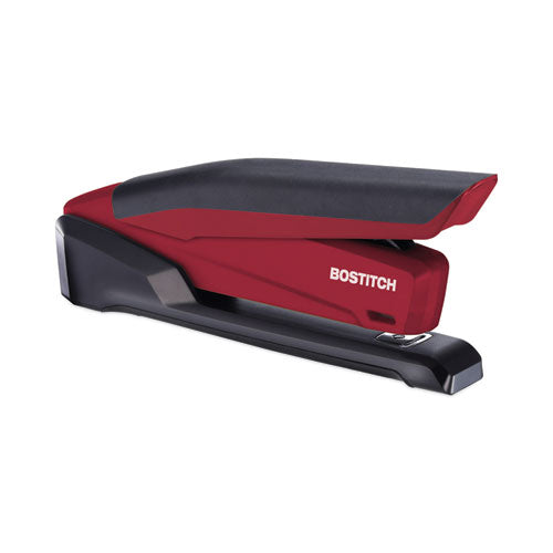 Image of Bostitch® InPower One-Finger 3-in-1 Desktop Stapler with Antimicrobial Protection, 20-Sheet Capacity, Red/Black