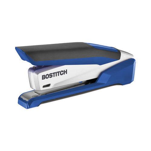 Image of Bostitch® InPower One-Finger 3-in-1 Desktop Stapler with Antimicrobial Protection, 28-Sheet Capacity, Blue/Silver