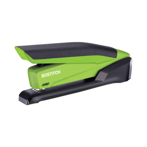 Image of Bostitch® InPower One-Finger 3-in-1 Desktop Stapler with Antimicrobial Protection, 20-Sheet Capacity, Green/Black