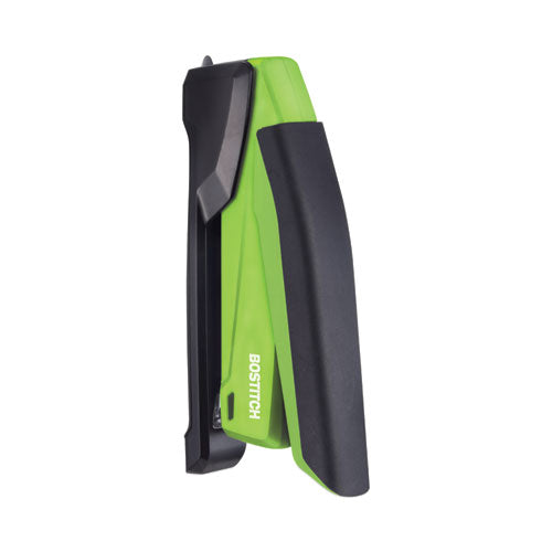 Image of Bostitch® InPower One-Finger 3-in-1 Desktop Stapler with Antimicrobial Protection, 20-Sheet Capacity, Green/Black