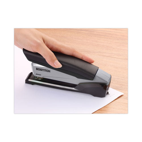 Image of Bostitch® EcoStapler Spring-Powered Desktop Stapler with Antimicrobial Protection, 20-Sheet Capacity, Gray/Black