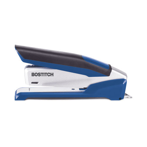 Image of Bostitch® InPower One-Finger 3-in-1 Desktop Stapler with Antimicrobial Protection, 28-Sheet Capacity, Blue/Silver