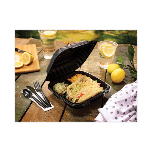 Image of Pactiv Evergreen Meadoware Cutlery, Medium Heavyweight Soup Spoon, Plastic, Black, 1,000/Carton