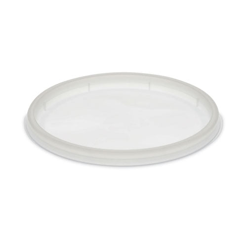 Image of Pactiv Evergreen Newspring DELItainer Microwavable Container Lid, Recessed, 4.55" Diameter x 0.4" h, Translucent, Plastic, 480/Carton