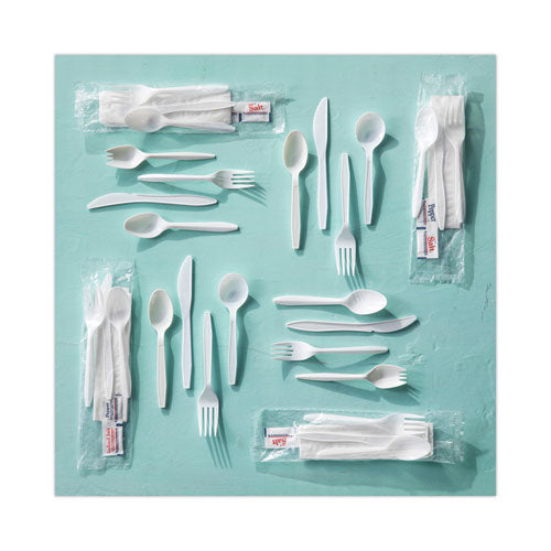 Image of Pactiv Evergreen Fieldware Cutlery, Mediumweight Fork, Plastic, White, 1,000/Carton