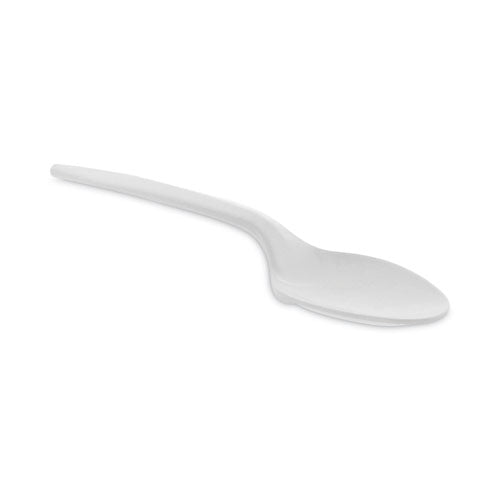 Image of Pactiv Evergreen Fieldware Cutlery, Mediumweight Spoon, Plastic, White, 1,000/Carton