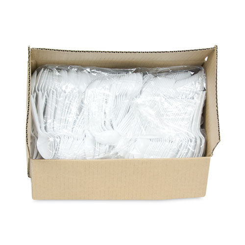 Image of Pactiv Evergreen Fieldware Cutlery, Mediumweight Spoon, Plastic, White, 1,000/Carton