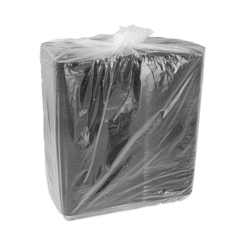 Image of Pactiv Evergreen SmartLock Foam Hinged Lid Container, Large, 9 x 9.13 x 3.25, Black, 150/Carton