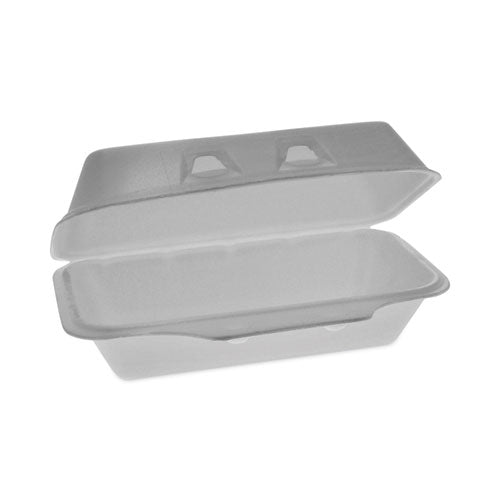 Image of Pactiv Evergreen SmartLock Foam Hinged Lid Container, Medium, 8.75 x 4.5 x 3.13, White, 440/Carton