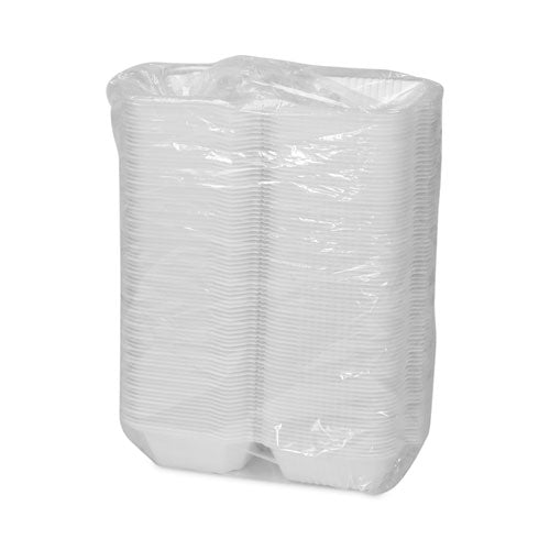 Image of Pactiv Evergreen SmartLock Foam Hinged Lid Container, Sandwich, 5.75 x 5.75 x 3.25, White, 504/Carton