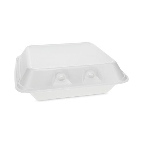 Image of Pactiv Evergreen SmartLock Foam Hinged Lid Container, Small, 7.5 x 8 x 2.63, White, 150/Carton