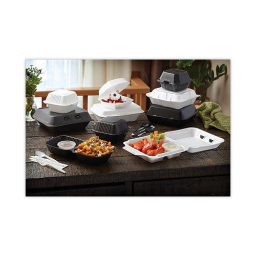 Image of Pactiv Evergreen SmartLock Foam Hinged Lid Container, Medium, 8 x 8 x 3, White, 150/Carton