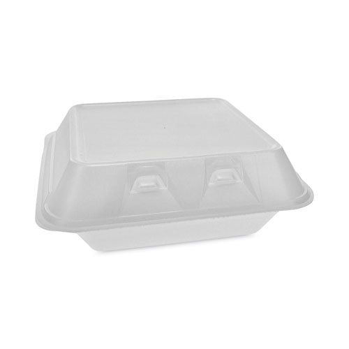 Image of Pactiv Evergreen SmartLock Foam Hinged Lid Container, Medium, 3 Compartments, 8 x 8.5 x 3, White, 150/Carton