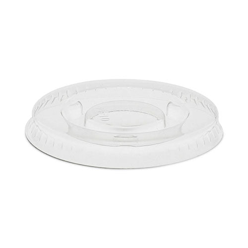 Image of Pactiv Evergreen Plastic Portion Cup Lid, Fits 0.5 oz to 1 oz Portion Cups, Clear, 100/Sleeve, 25 Sleeves/Carton