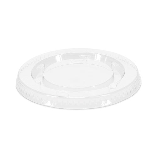 Image of Pactiv Evergreen Plastic Portion Cup Lid, Fits 1.5 oz to 2.5 oz Portion Cups, Clear, 100/Pack, 24 Packs/Carton