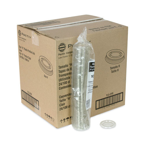 Image of Pactiv Evergreen Plastic Portion Cup Lid, Fits 1.5 oz to 2.5 oz Portion Cups, Clear, 100/Pack, 24 Packs/Carton