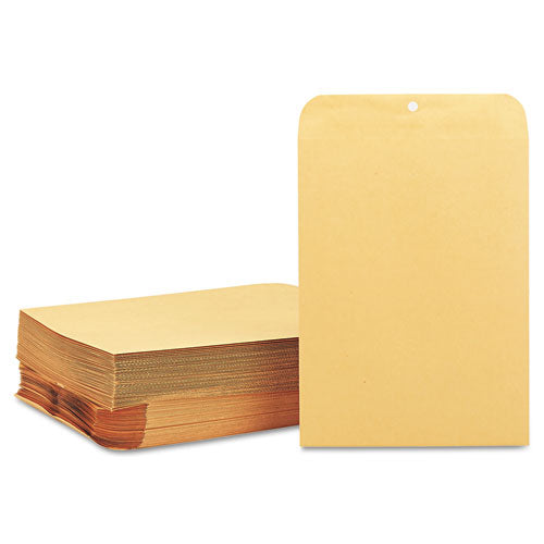 Image of Quality Park Clasp Envelope, 28 lb Bond Weight Kraft, #90, Cheese Blade Flap, Clasp/Gummed Closure, 9 x 12, Brown Kraft, 100/Box