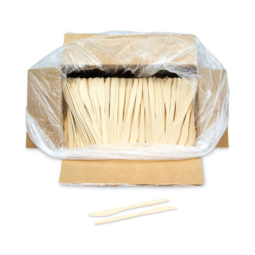 Image of Pactiv Evergreen EarthChoice PSM Cutlery, Heavyweight Knife, Plastic, Tan, 1,000/Carton