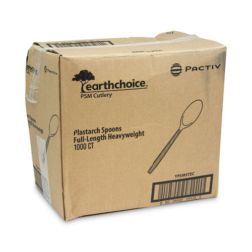 Image of Pactiv Evergreen EarthChoice PSM Cutlery, Heavyweight Spoon, Plastic, Tan, 1,000/Carton