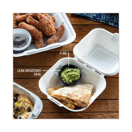 Image of Pactiv Evergreen Plastic Portion Cup, 2 oz, Black, 200/Bag, 12 Bags/Carton