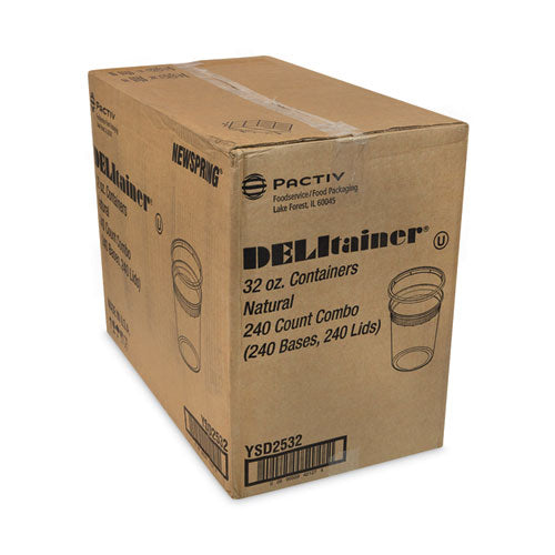 Image of Pactiv Evergreen Newspring DELItainer Microwavable Container, 32 oz, 4.55" Diameter x 5.55" h, Clear, Plastic, 240/Carton