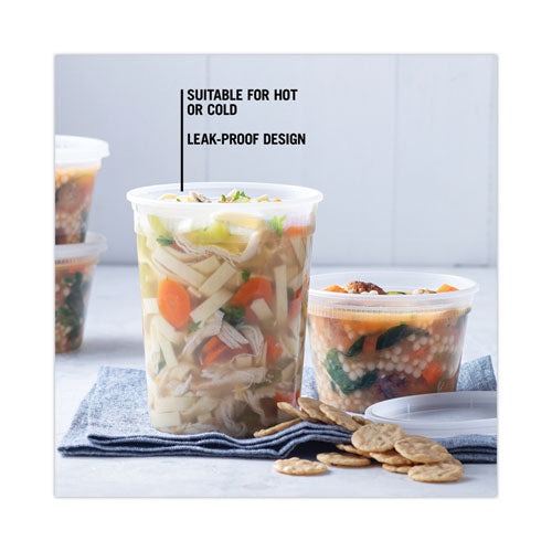Image of Pactiv Evergreen Newspring DELItainer Microwavable Container, 32 oz, 4.55" Diameter x 5.55" h, Clear, Plastic, 240/Carton