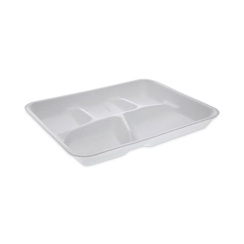 Image of Pactiv Evergreen Foam School Trays, 5-Compartment Tray, 8.25 x 10.5 x 1, White, 500/Carton