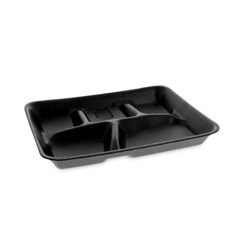 Image of Pactiv Evergreen Foam School Trays, 5-Compartment Tray, 8.25 x 10.25 x 1, Black, 500/Carton