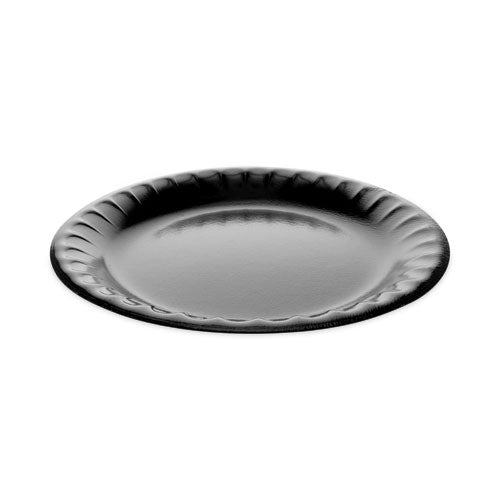 Image of Pactiv Evergreen Placesetter Deluxe Laminated Foam Dinnerware, Plate, 9" dia, Black, 500/Carton