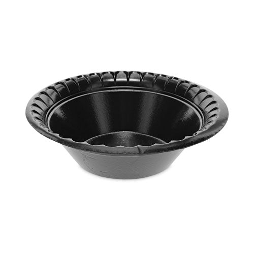 Image of Pactiv Evergreen Placesetter Deluxe Laminated Foam Dinnerware, Bowl, 12 oz, Black, 1,000/Carton