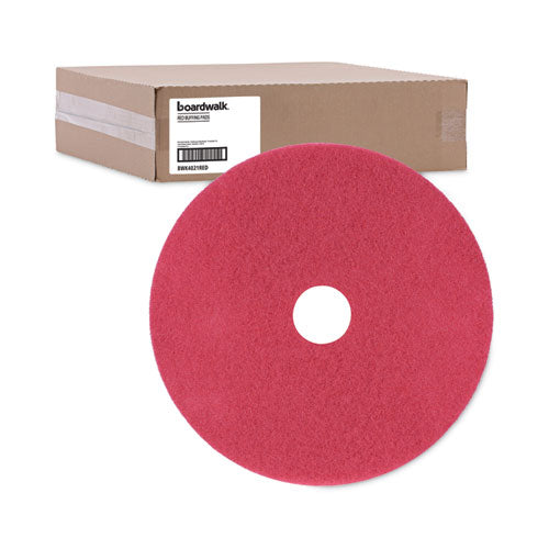 Image of Boardwalk® Buffing Floor Pads, 21" Diameter, Red, 5/carton
