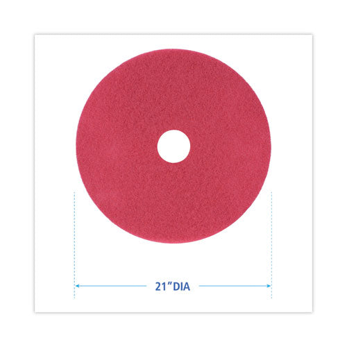 Image of Boardwalk® Buffing Floor Pads, 21" Diameter, Red, 5/carton